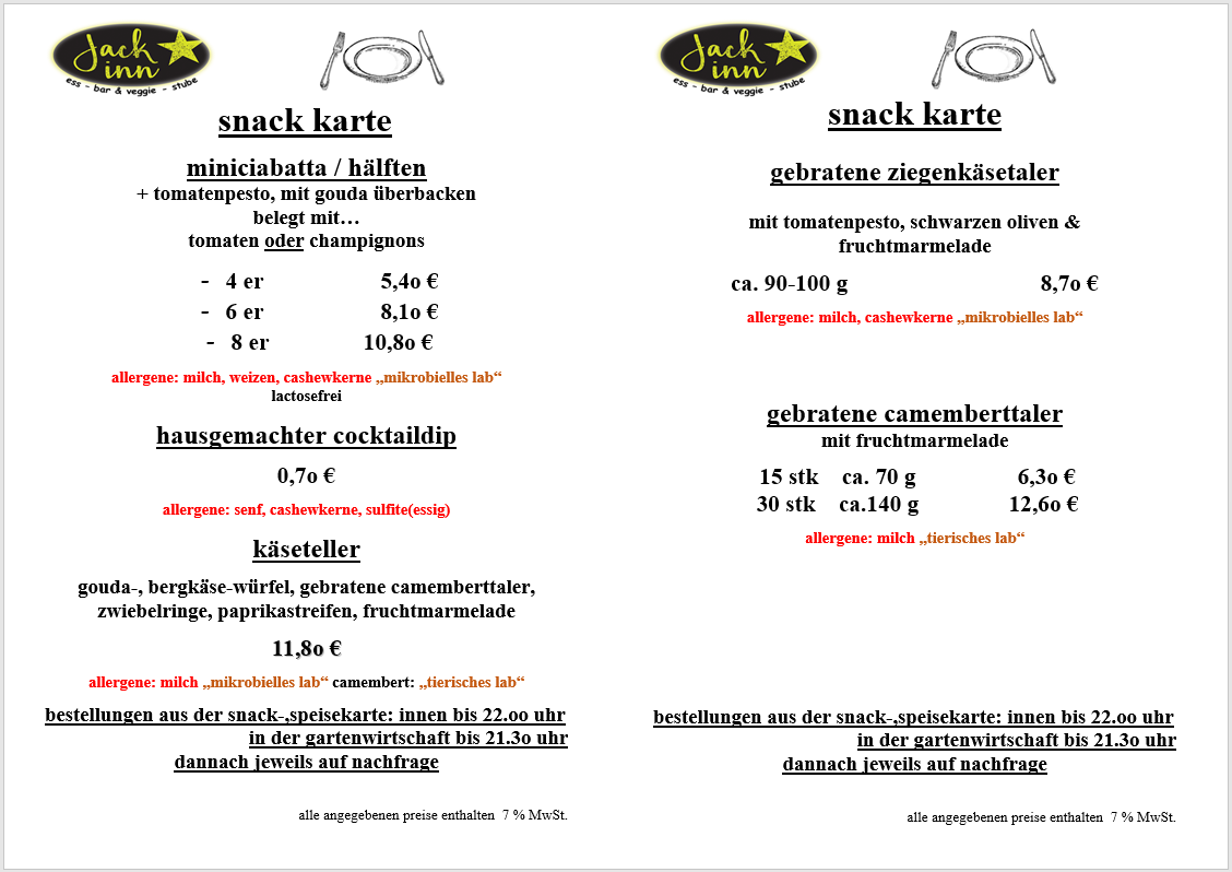 Vegetarische Vorspeisen und Snacks: Ofenkartoffel, Flammkuchen, Salate